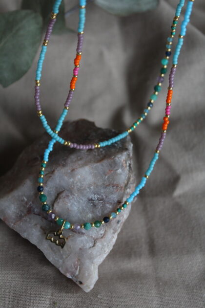 naszyjnik spersonalizowany dla wodnika z kamieniami naturalnymi