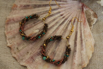 kolczyki turkus i brąz