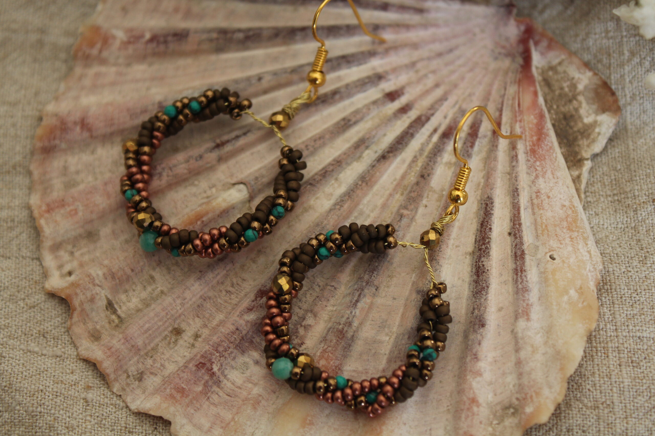 kolczyki turkus i brąz