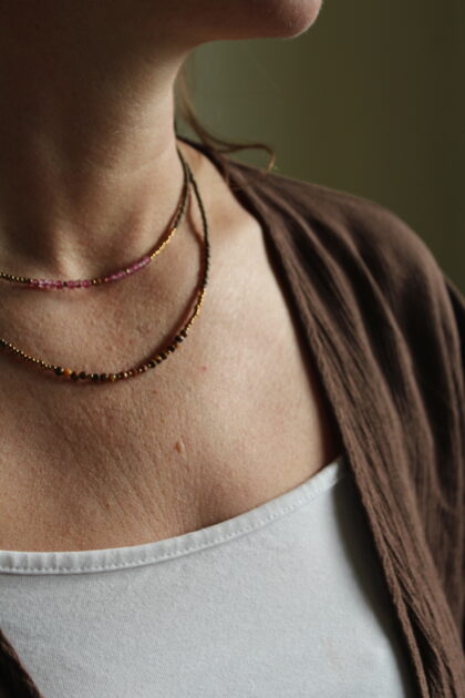 NASZYJNIK różowy turmalin