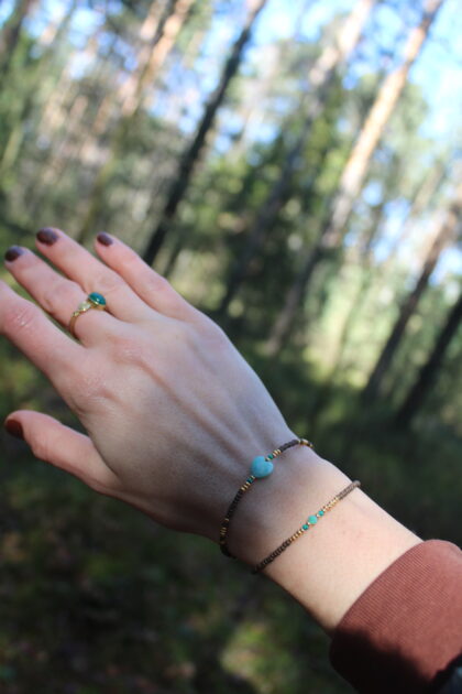 bransoletka z sercem amazonit