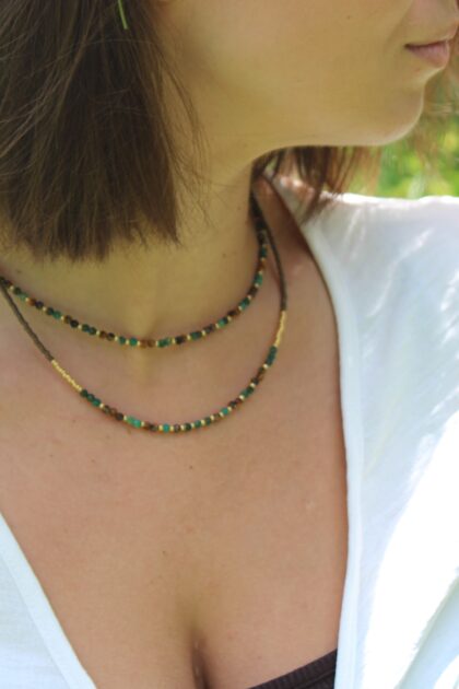 jadeit afrykański naszyjnik boho leśny kamienie naturalne